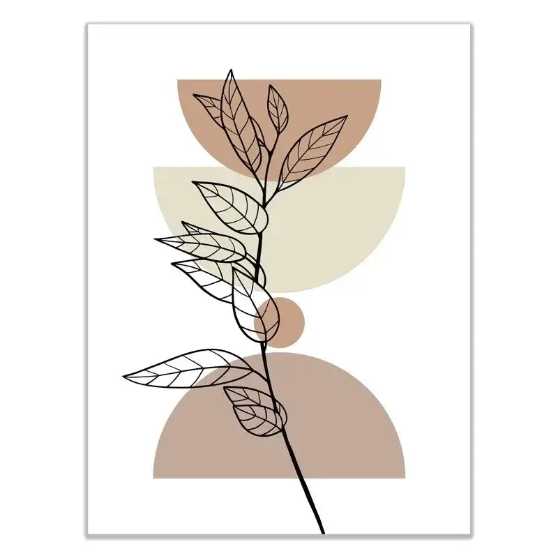 Modern abstract green & black botanical wall art set living room