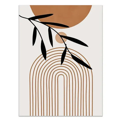 Modern abstract green & black botanical wall art set living room