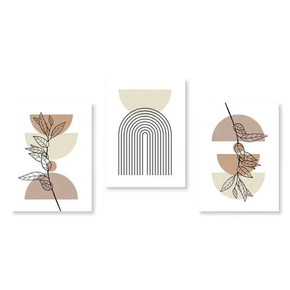 Modern abstract green & black botanical wall art set living room
