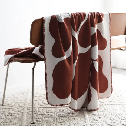 Abstract wavy jacquard imitation cashmere throw blanket living room