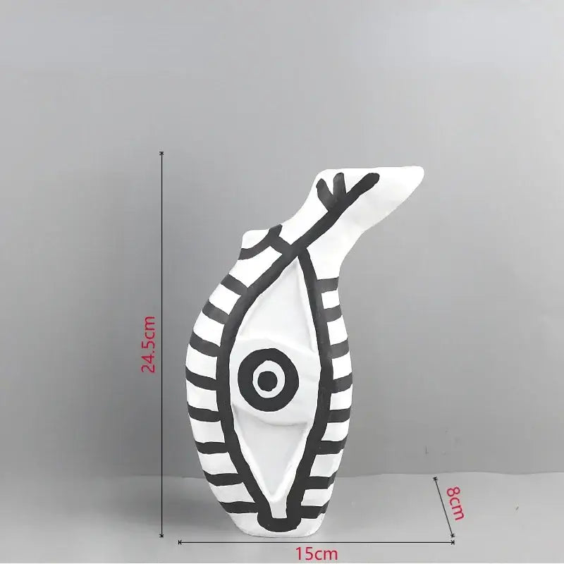 Abstract white and black geometric eye pattern vase living room decor