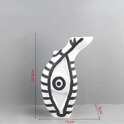 Abstract white and black geometric eye pattern vase living room decor