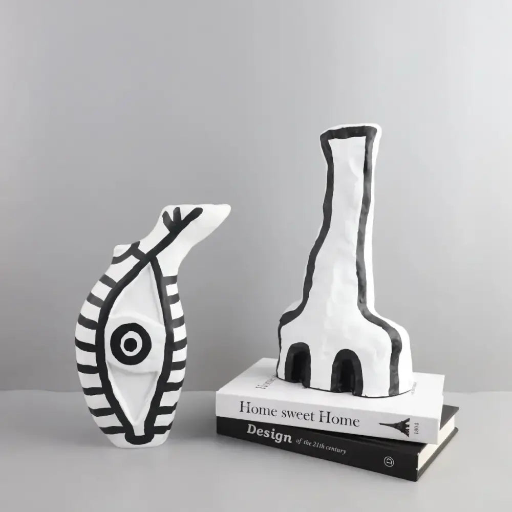 Abstract white and black geometric eye pattern vase living room decor