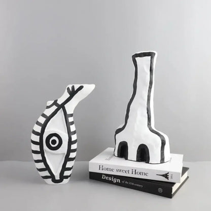 Abstract white and black geometric eye pattern vase living room decor