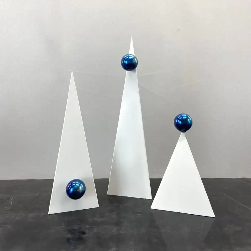 Abstract white and blue geometric triangle ornaments living room decor