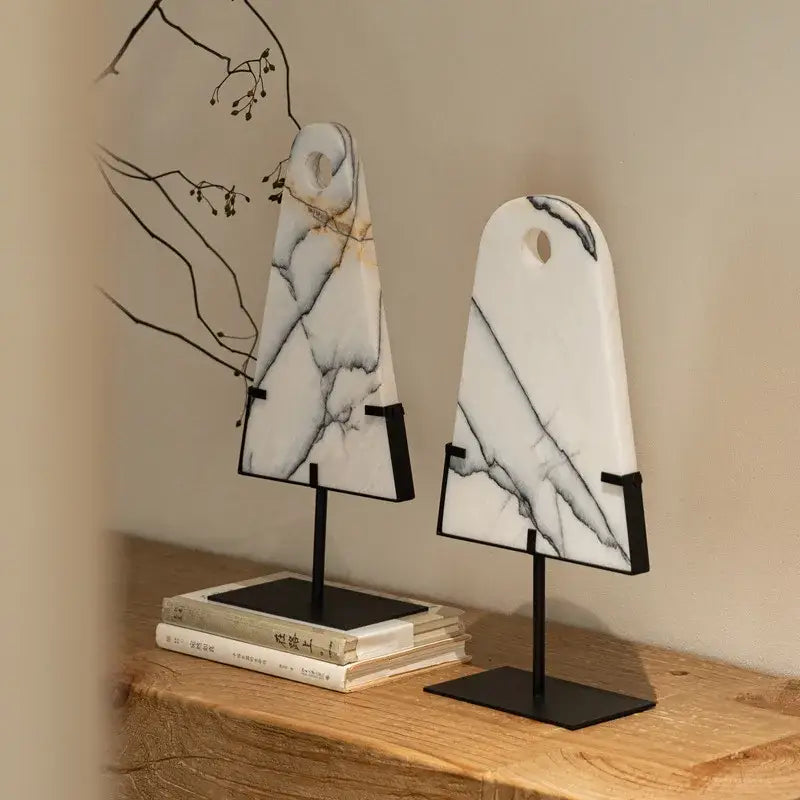 Abstract white & black marble sculpture living room decor pendants