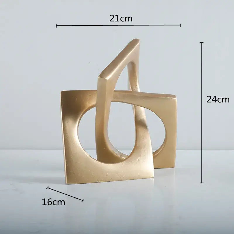 Abstract white ceramic geometric cross square ring bookends living room