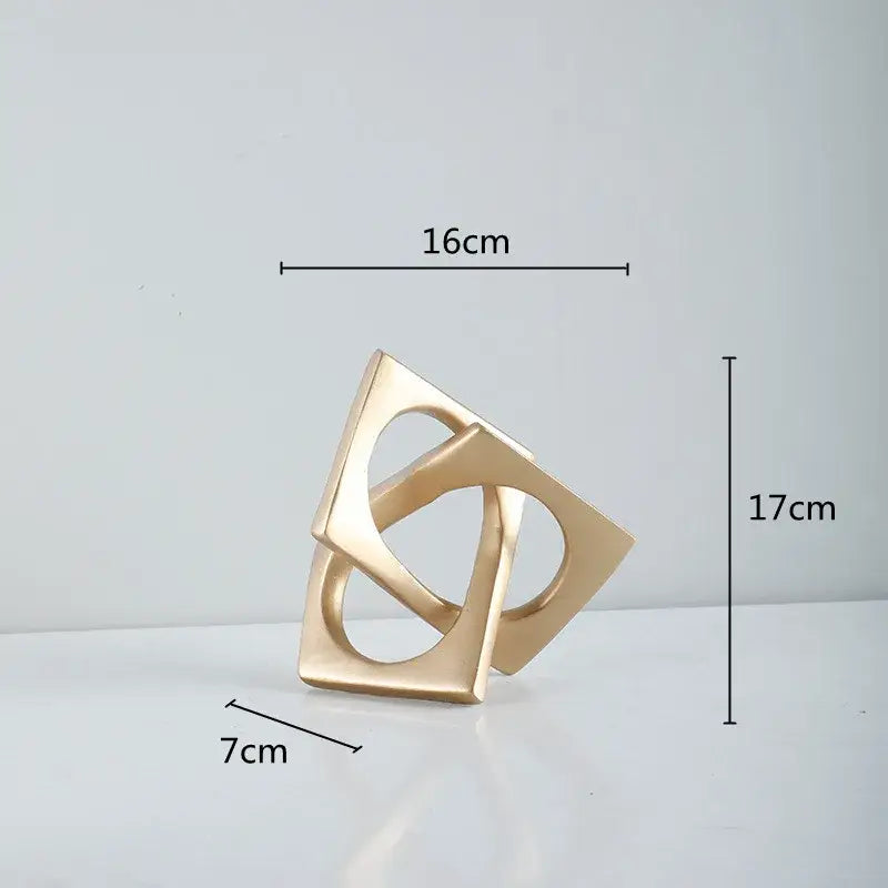 Abstract white ceramic geometric cross square ring bookends living room