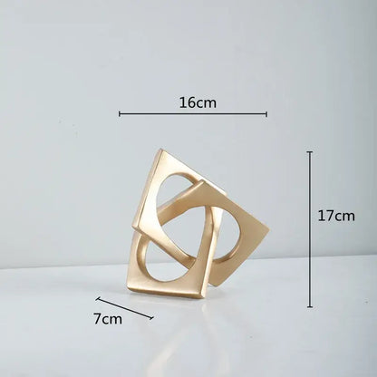 Abstract white ceramic geometric cross square ring bookends living room