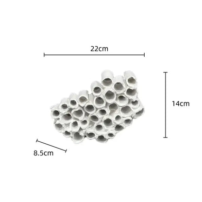 Abstract white ceramic honeycomb mesh conduit sculpture living room decor