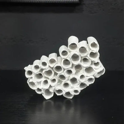 Abstract white ceramic honeycomb mesh conduit sculpture living room decor