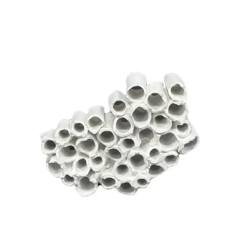 Abstract white ceramic honeycomb mesh conduit sculpture living room decor