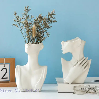 Abstract white ceramic vase portrait ornament living room decor