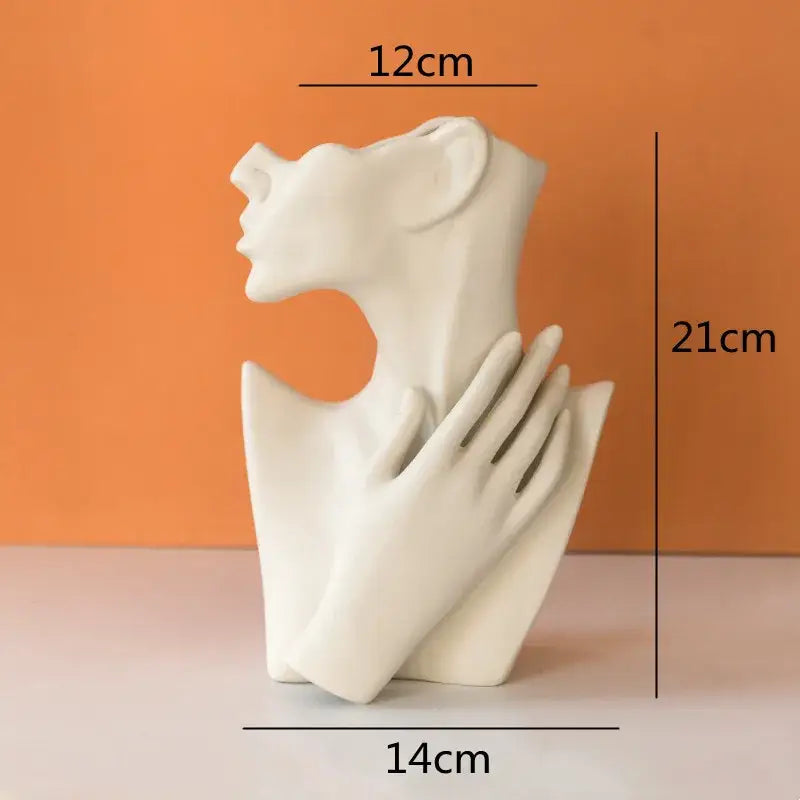Abstract white ceramic vase portrait ornament living room decor