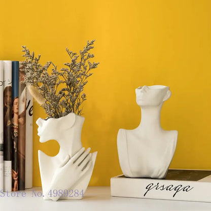 Abstract white ceramic vase portrait ornament living room decor