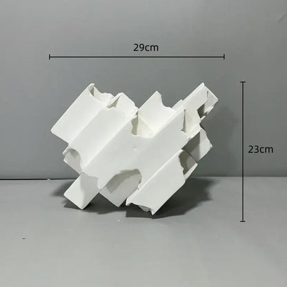 Abstract white geometric ceramics flower vase living room