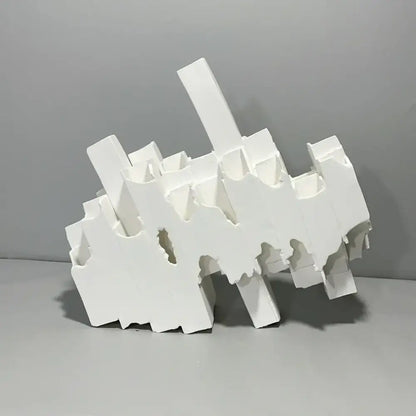 Abstract white geometric ceramics flower vase living room