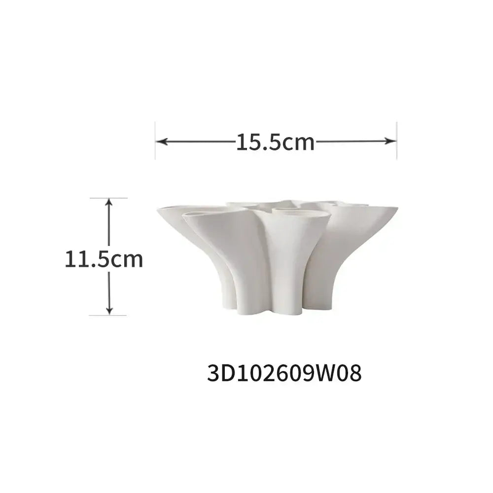 Abstract white geometric fold ceramic vase living room sculpture
