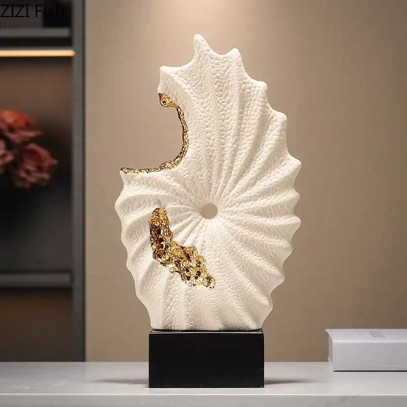 Abstract white & gold gilded ceramic landscape living room decor