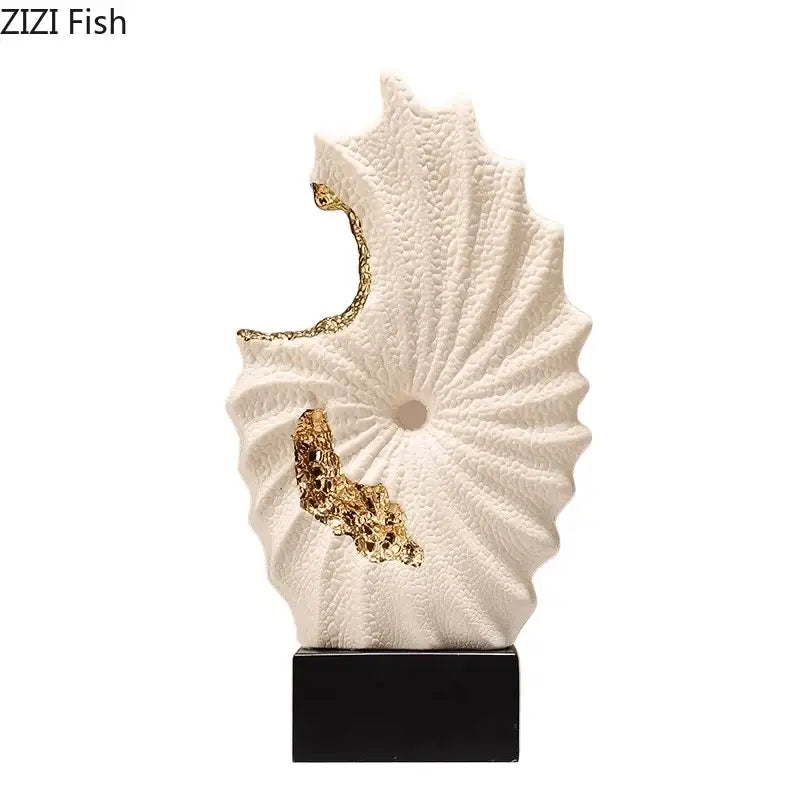 Abstract white & gold gilded ceramic landscape living room decor
