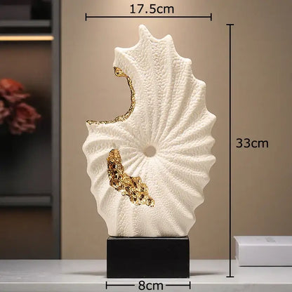 Abstract white & gold gilded ceramic landscape living room decor