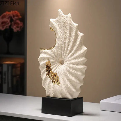 Abstract white & gold gilded ceramic landscape living room decor