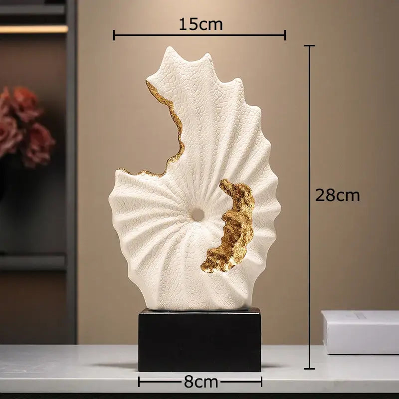 Abstract white & gold gilded ceramic landscape living room decor