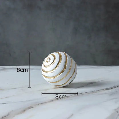 Abstract white & gold golden texture ball sculpture living room decor