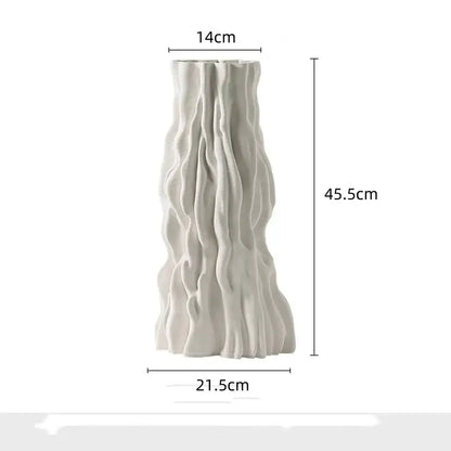 Abstract white irregular trunk fold ceramic vase for living room