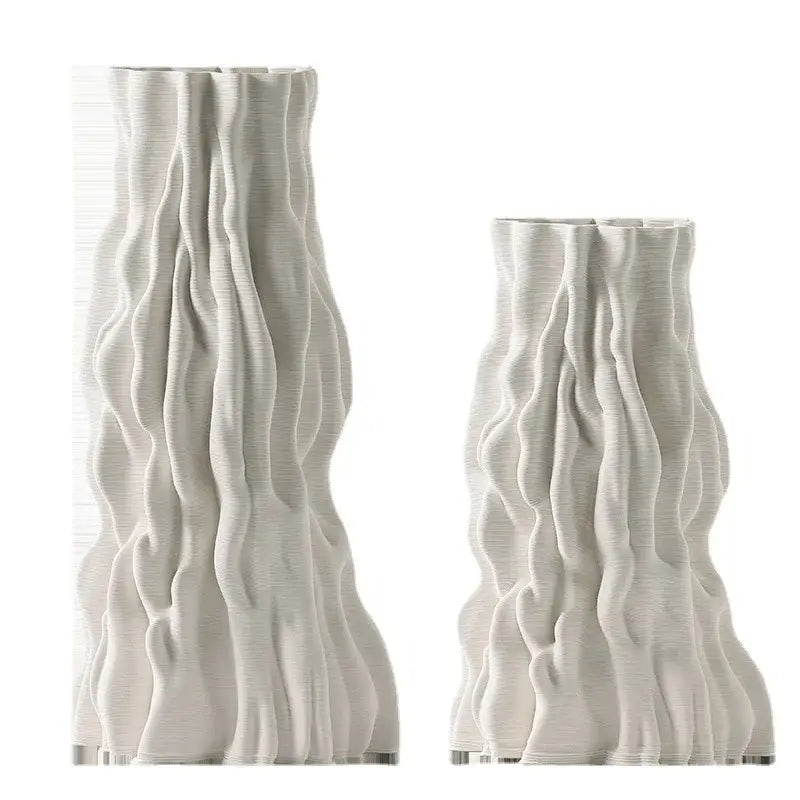 Abstract white irregular trunk fold ceramic vase for living room