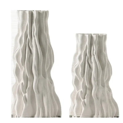 Abstract white irregular trunk fold ceramic vase for living room