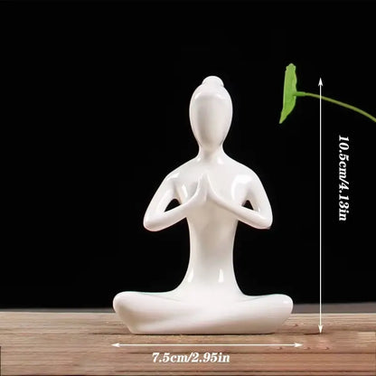Abstract white porcelain yoga figure living room decor sculpture