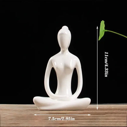 Abstract white porcelain yoga figure living room decor sculpture