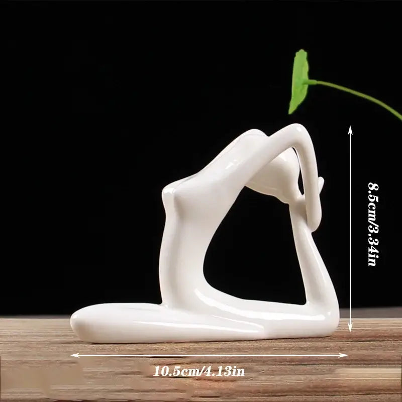 Abstract white porcelain yoga figure living room decor sculpture