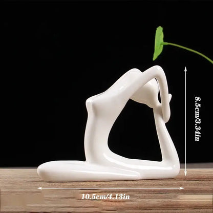 Abstract white porcelain yoga figure living room decor sculpture