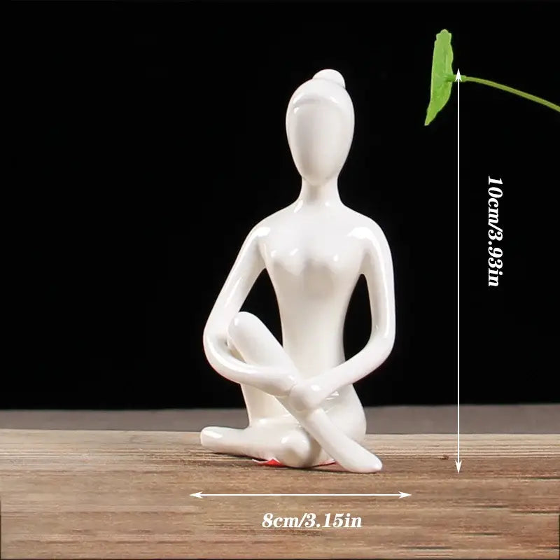 Abstract white porcelain yoga figure living room decor sculpture