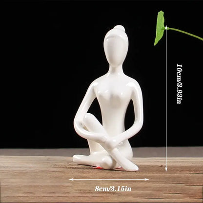 Abstract white porcelain yoga figure living room decor sculpture