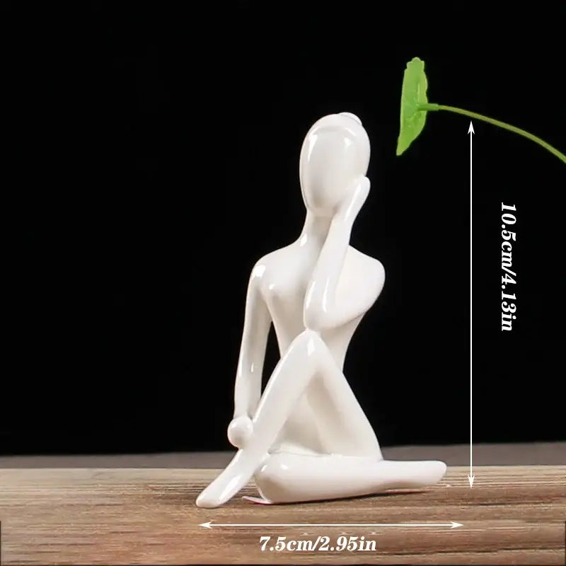 Abstract white porcelain yoga figure living room decor sculpture