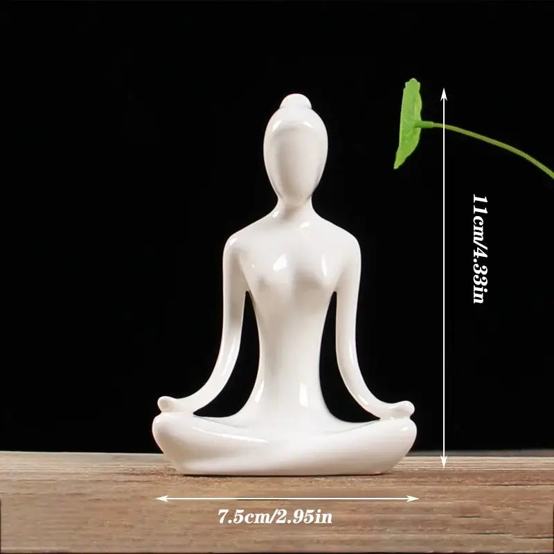 Abstract white porcelain yoga figure living room decor sculpture