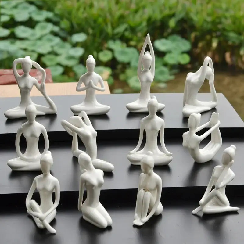 Abstract white porcelain yoga figure living room decor sculpture