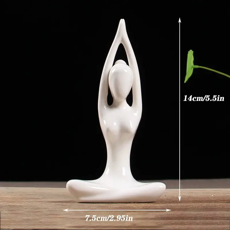 Abstract white porcelain yoga figure living room decor sculpture