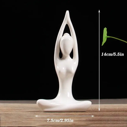 Abstract white porcelain yoga figure living room decor sculpture