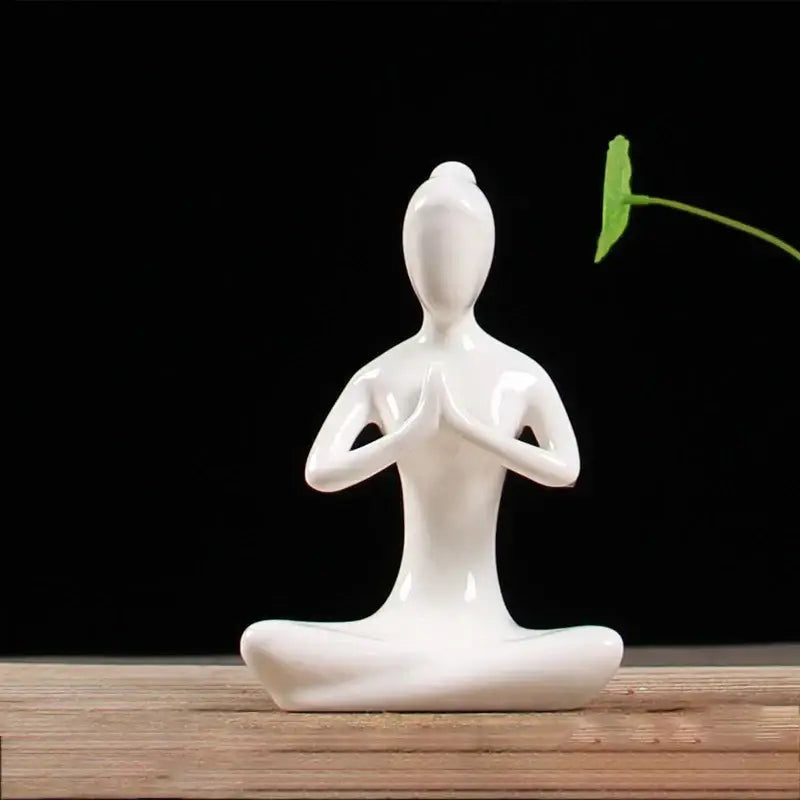 Abstract white porcelain yoga figure living room decor sculpture