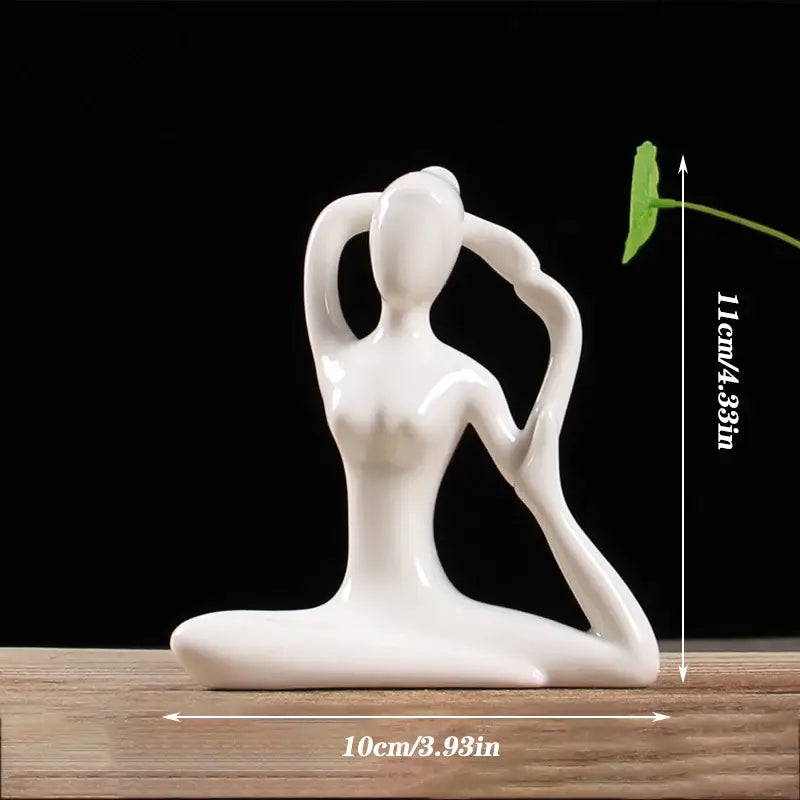 Abstract white porcelain yoga figure living room decor sculpture
