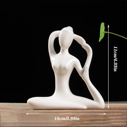 Abstract white porcelain yoga figure living room decor sculpture