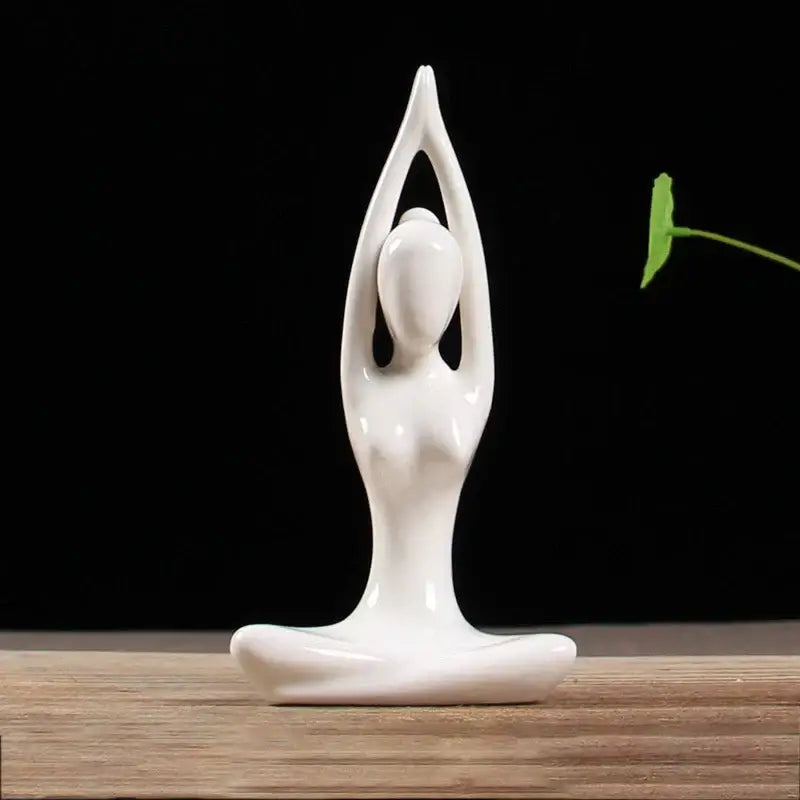 Abstract white porcelain yoga figure living room decor sculpture