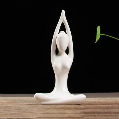 Abstract white porcelain yoga figure living room decor sculpture