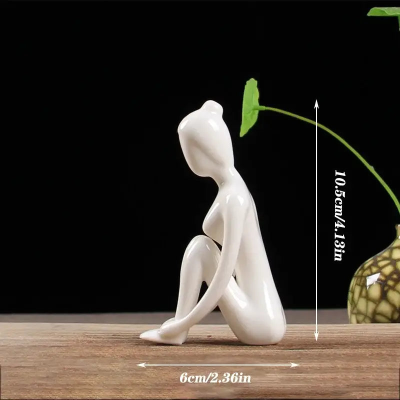 Abstract white porcelain yoga figure living room decor sculpture
