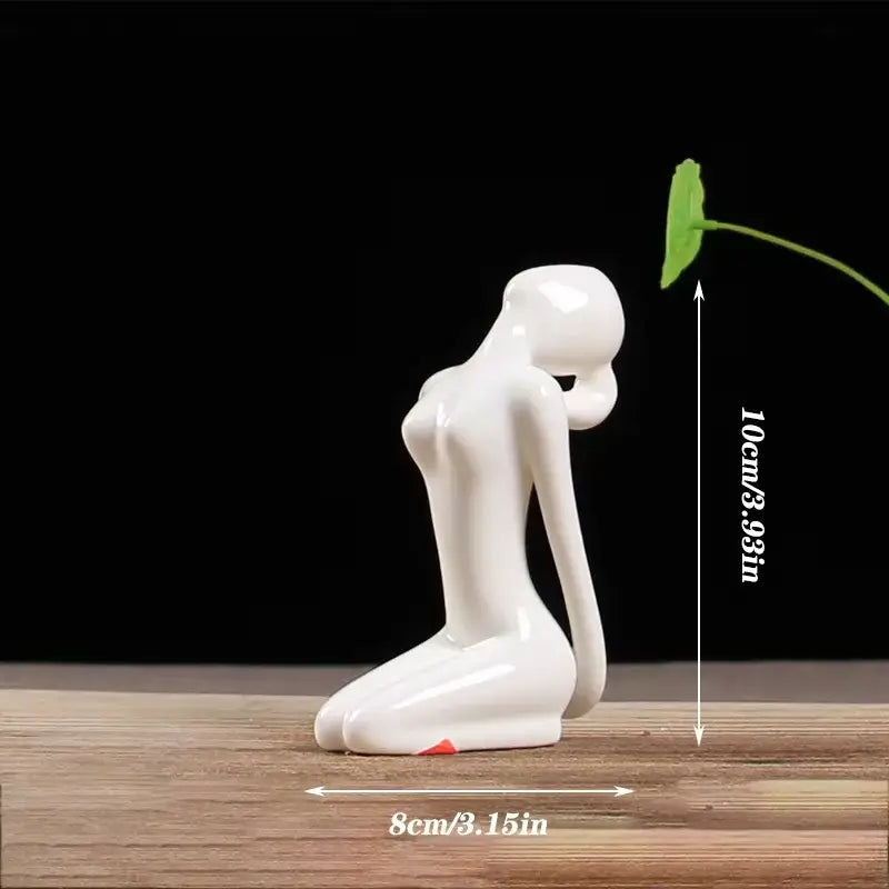 Abstract white porcelain yoga figure living room decor sculpture