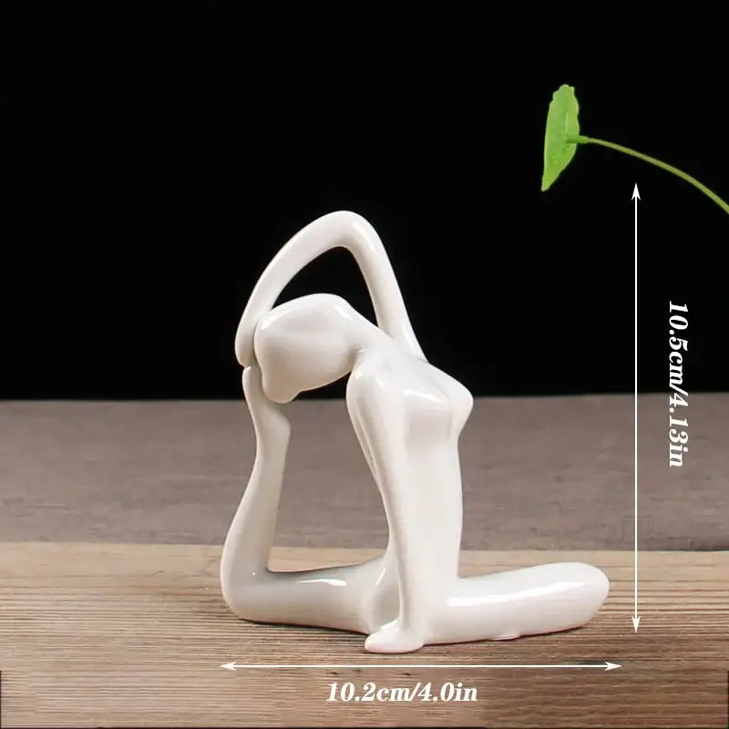 Abstract white porcelain yoga figure living room decor sculpture